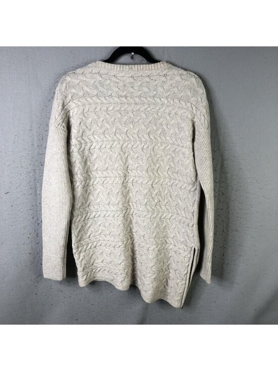 Athleta Sweaters - Athleta Sweater Women M Beige Cashmere Cable Knit Quiet Luxury Fisherman Neutral